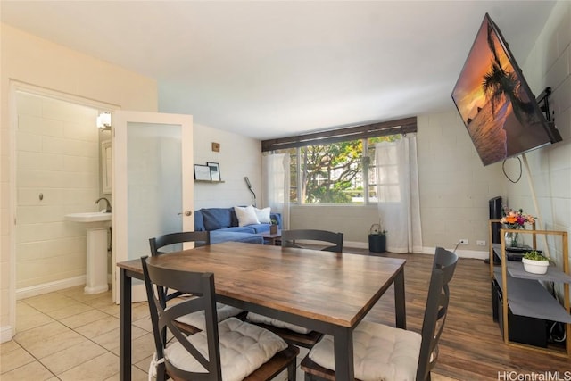 view of tiled dining room