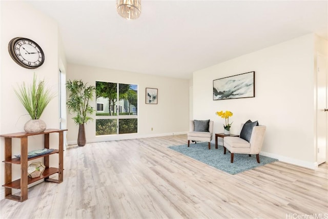 living area featuring light hardwood / wood-style floors