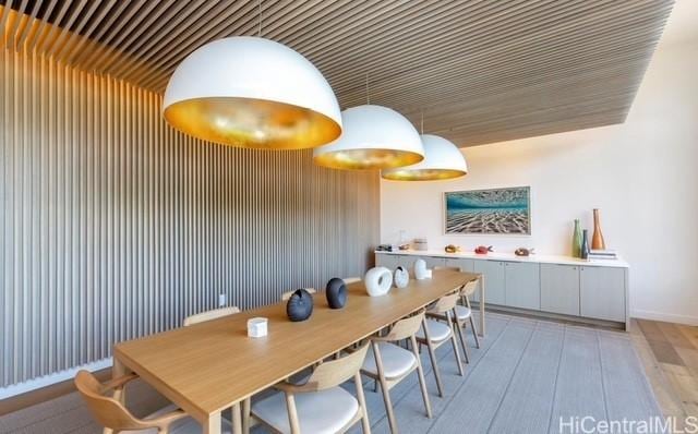 dining space featuring light hardwood / wood-style floors