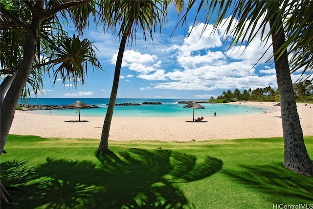 water view with a view of the beach