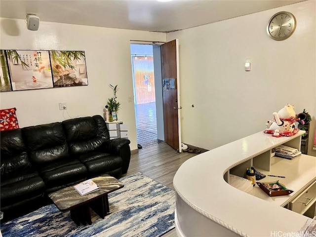 living room with wood-type flooring