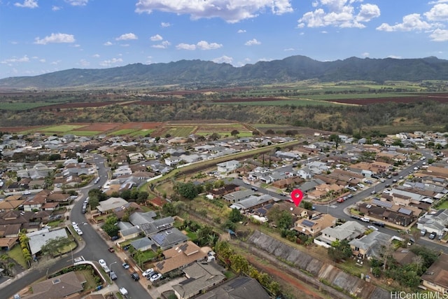 bird's eye view with a mountain view