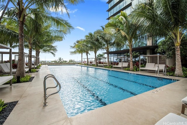 view of pool featuring a patio area