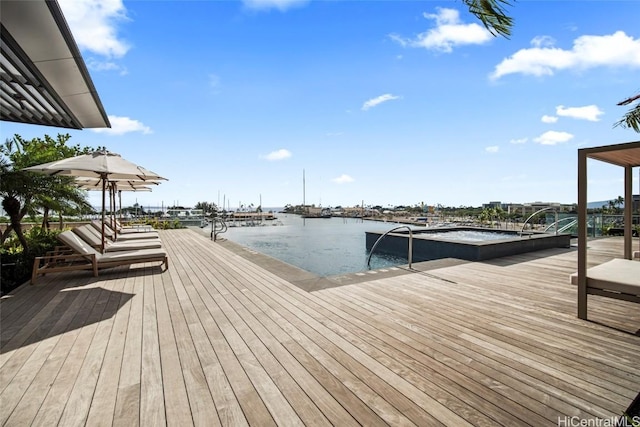 view of dock featuring a water view