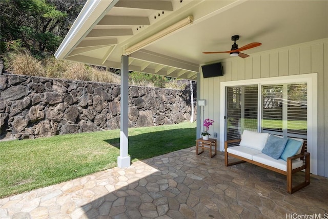 view of patio with ceiling fan