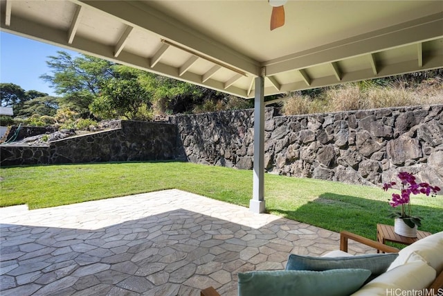 view of patio / terrace with ceiling fan