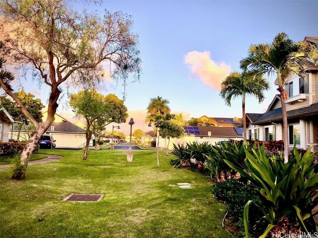 view of yard at dusk