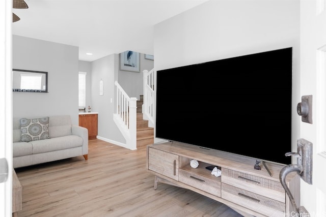 living room featuring light hardwood / wood-style floors