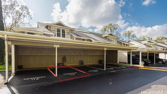 view of covered parking lot