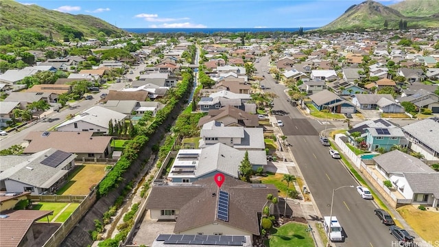 bird's eye view with a mountain view