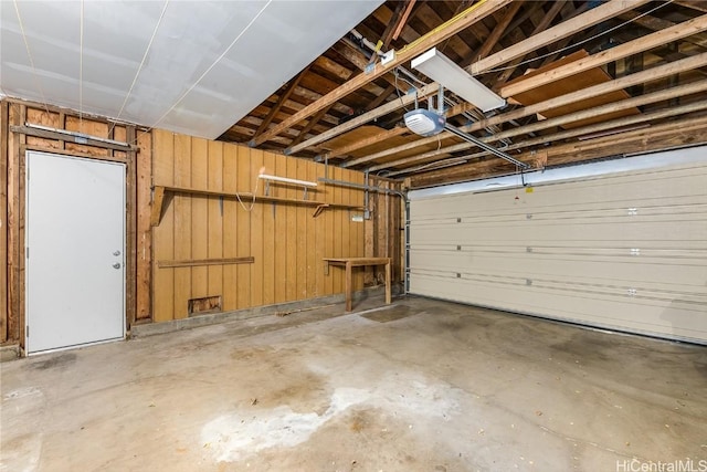 garage with a garage door opener