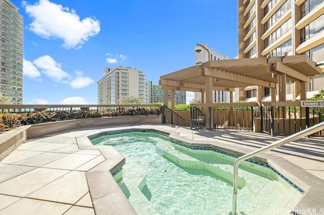 view of pool with a pergola