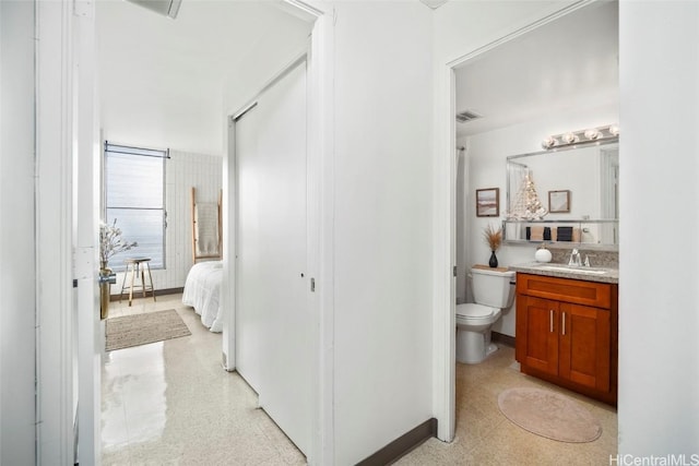 bathroom with toilet and vanity