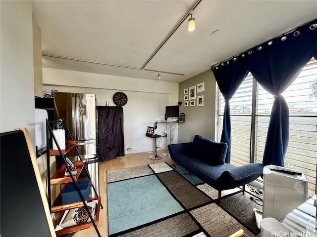 living room with hardwood / wood-style flooring