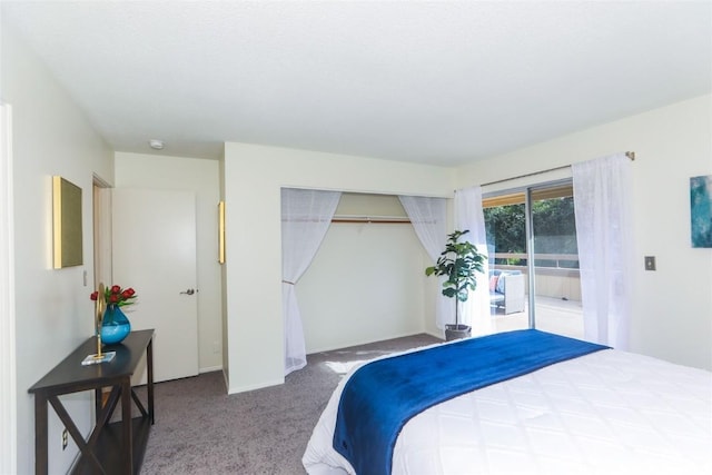 bedroom featuring carpet floors and access to exterior