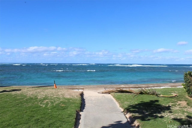 property view of water with a beach view