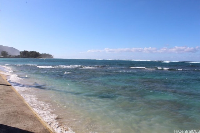 view of water feature with a view of the beach