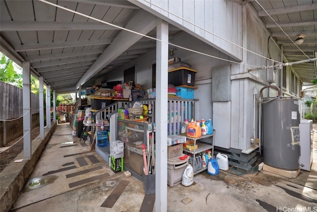 view of patio / terrace featuring water heater