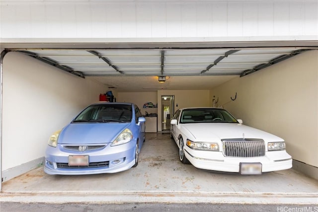 garage with a garage door opener