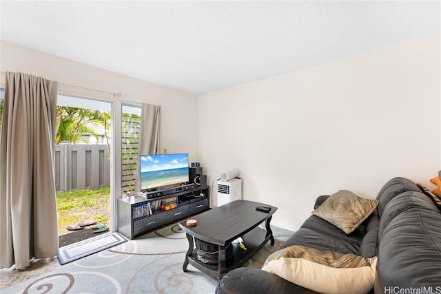 living room with light carpet