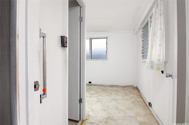 hall featuring light floors