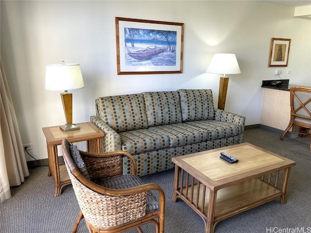 living room with carpet flooring