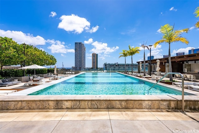 view of pool with a patio area