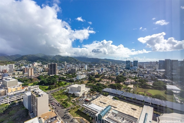 drone / aerial view with a mountain view