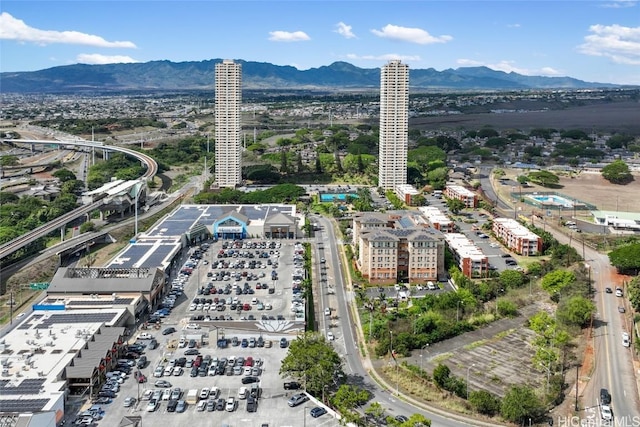 drone / aerial view with a mountain view