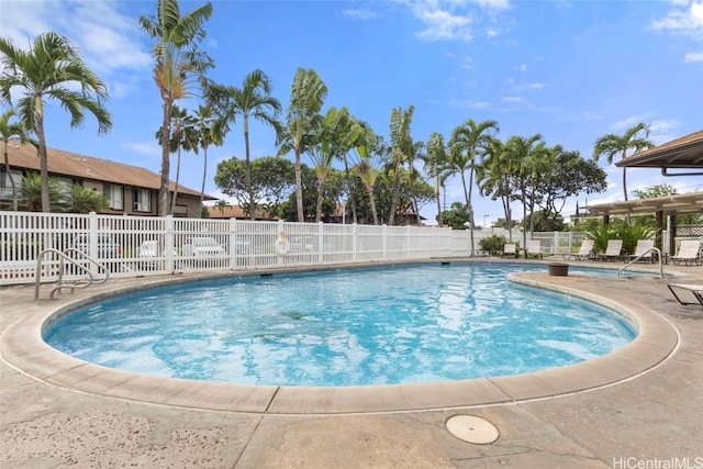 view of swimming pool with a patio area