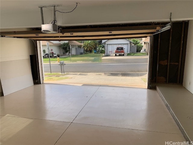 garage with a garage door opener