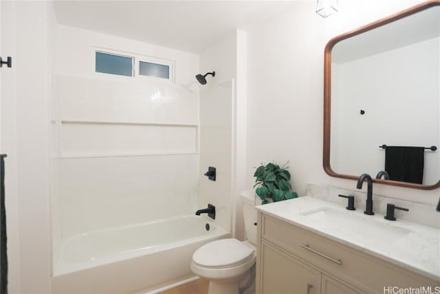 full bathroom with vanity, toilet, and shower / bathing tub combination