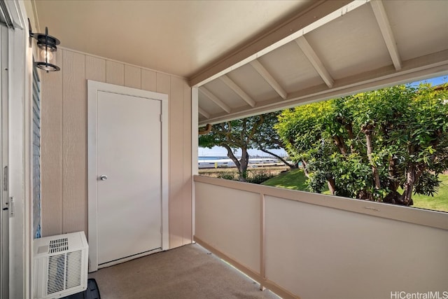 balcony with a wall unit AC