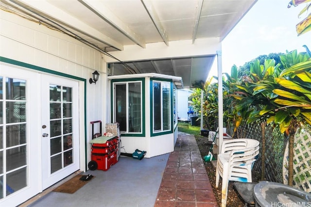 view of patio featuring french doors