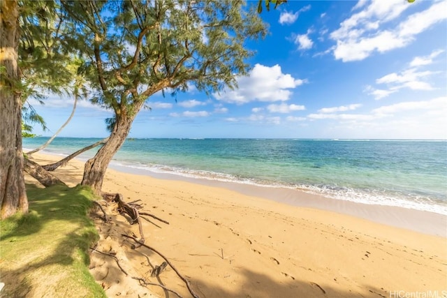 view of water feature with a view of the beach