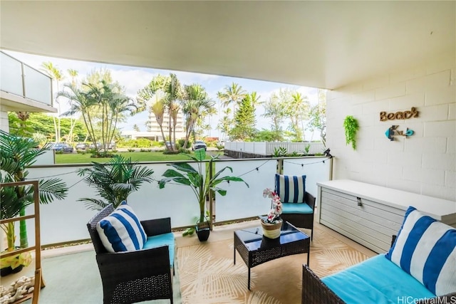 balcony featuring outdoor lounge area