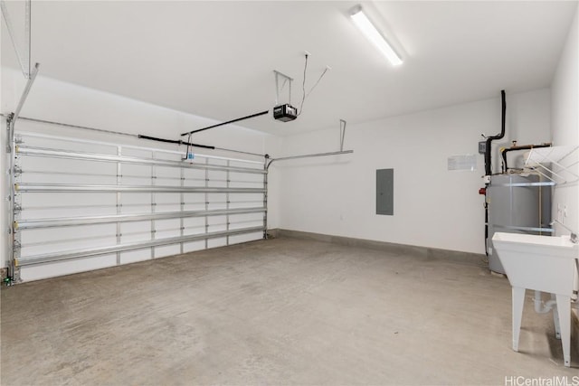 garage featuring a garage door opener and electric panel