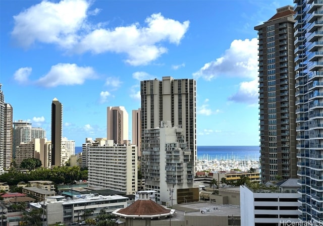 property's view of city with a water view