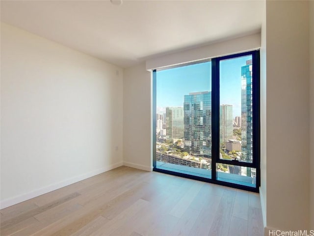 unfurnished room featuring light wood-type flooring