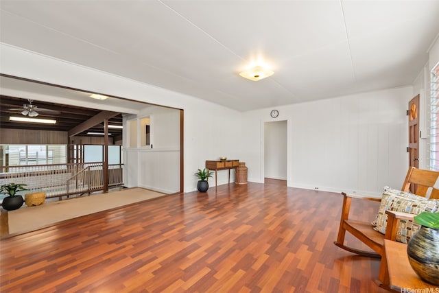854 Hao St, Honolulu, HI 96821 - living area with a ceiling fan, wood finished floors, and a healthy amount of sunlight