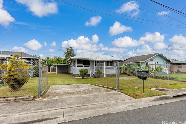 view of front of home with a front yard