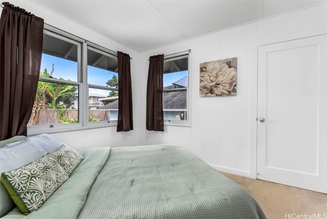 carpeted bedroom featuring multiple windows