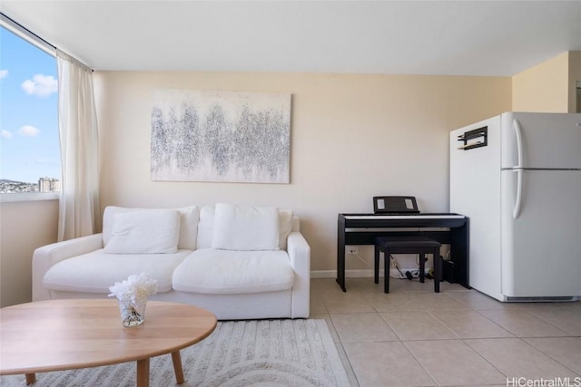 view of tiled living room