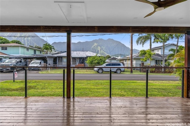 doorway featuring a mountain view