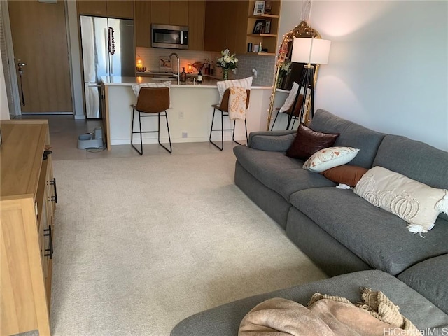 living room with sink