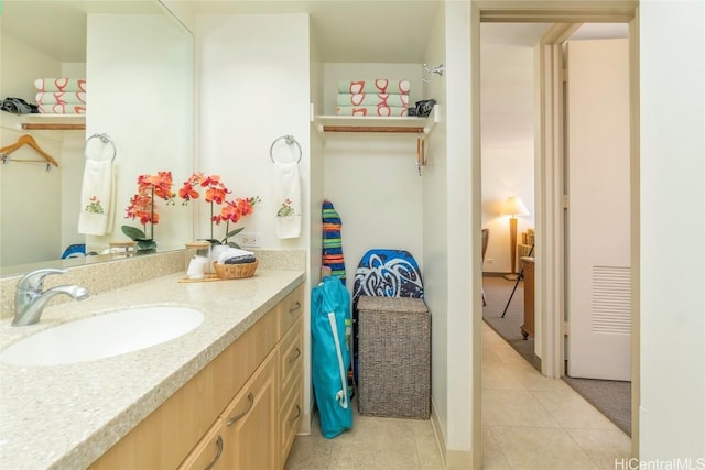 bathroom featuring vanity and tile patterned floors