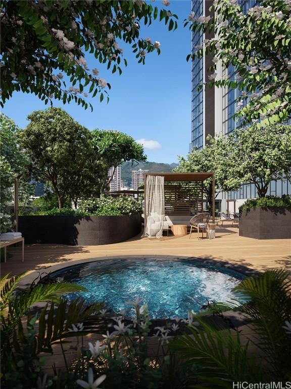 view of pool featuring a gazebo and a patio