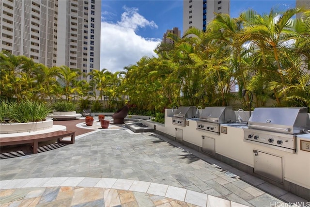 view of patio featuring a grill and exterior kitchen