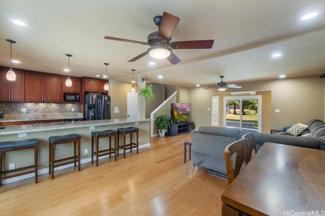 living room with light wood-type flooring