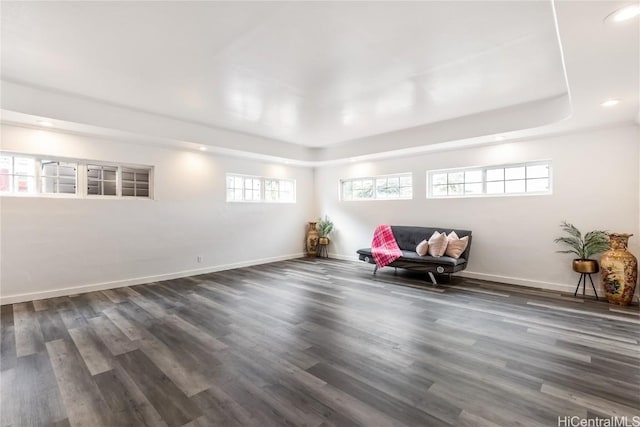 unfurnished room with dark hardwood / wood-style floors